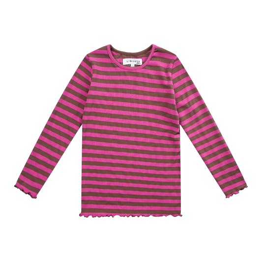 Liberté - Natalia KIDS Blouse LS - Choco Pink Stripe