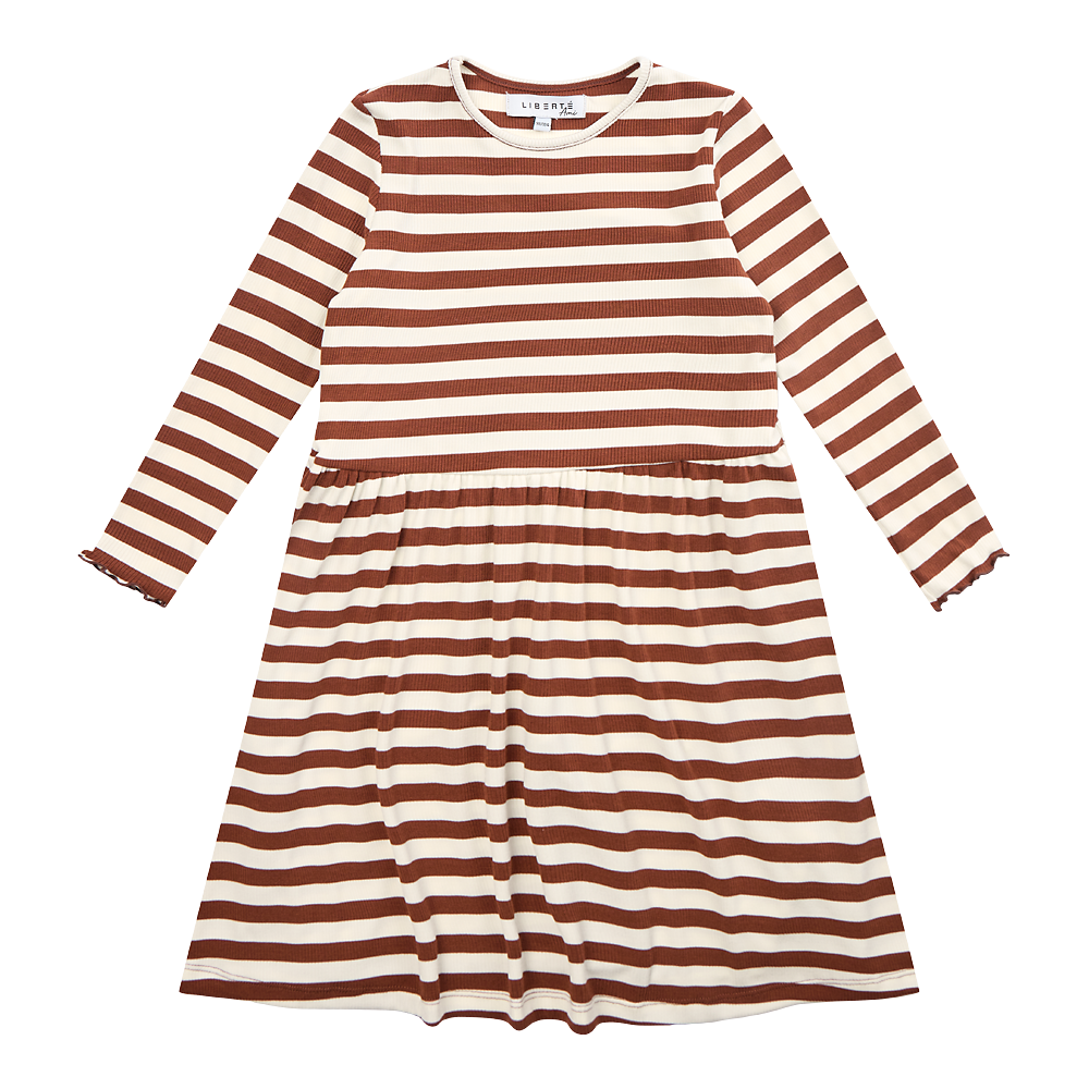 Liberté - Natalia KIDS Dress LS - Choco Creme Stripe