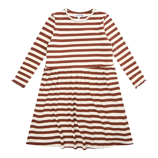 Liberté - Natalia KIDS Dress LS - Choco Creme Stripe