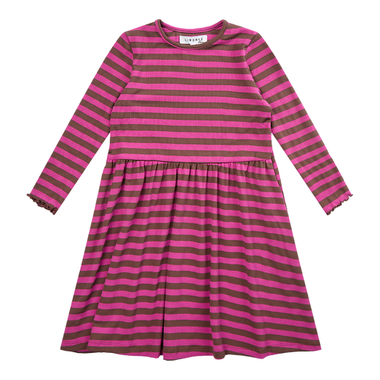 Liberté - Natalia KIDS Dress LS - Choco Pink Stripe