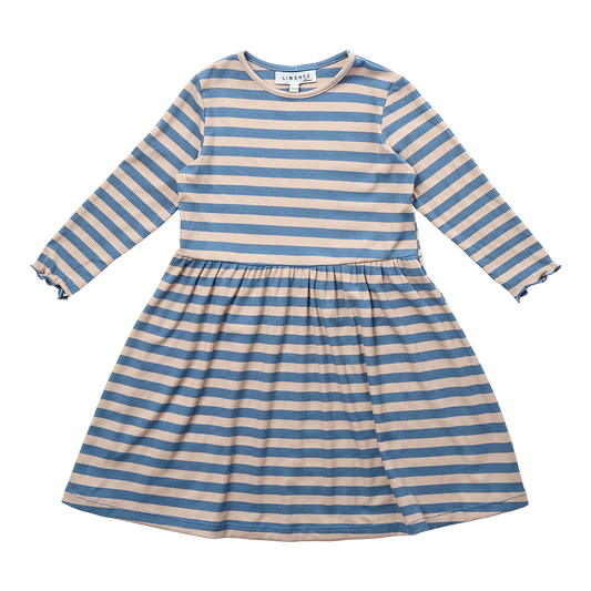 Liberté - Natalia KIDS Dress LS - Blue Sand Stripe