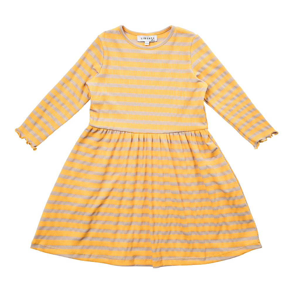Liberté - Natalia KIDS Dress LS - Yellow Sand Stripe