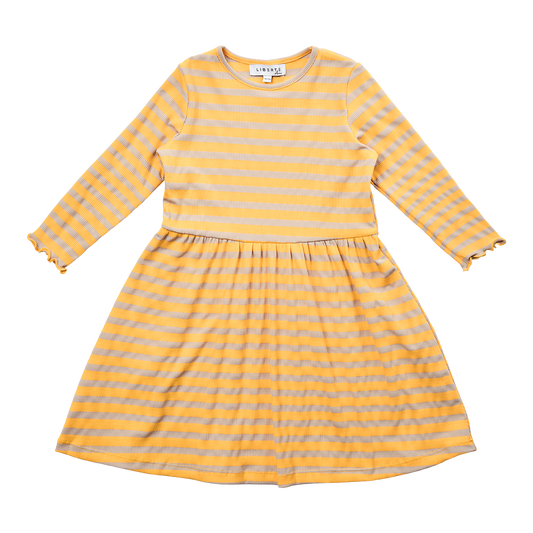 Liberté - Natalia KIDS Dress LS - Yellow Sand Stripe