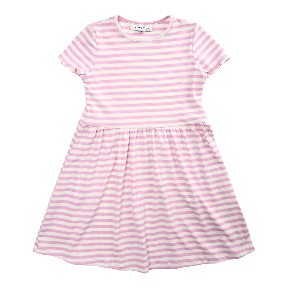 Liberté - Natalia KIDS Dress SS - Lilac Pink Creme Stripe