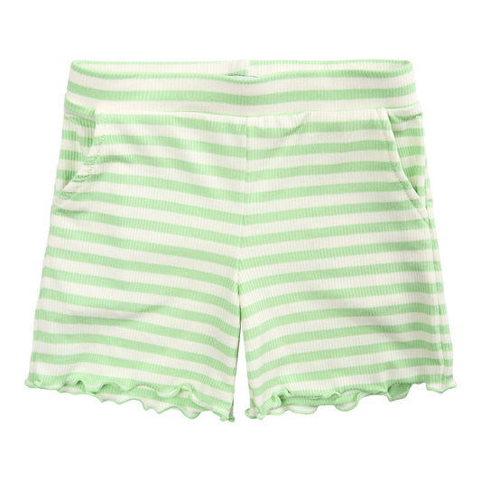 Liberté - Natalia KIDS Shorts - Lime Green Creme Stripe