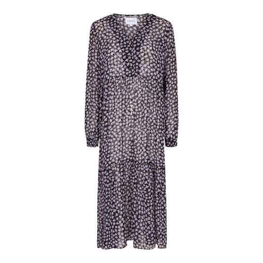 Liberté - Maggie LS V-Neck Dress, 21360 - Black Lavender Flower
