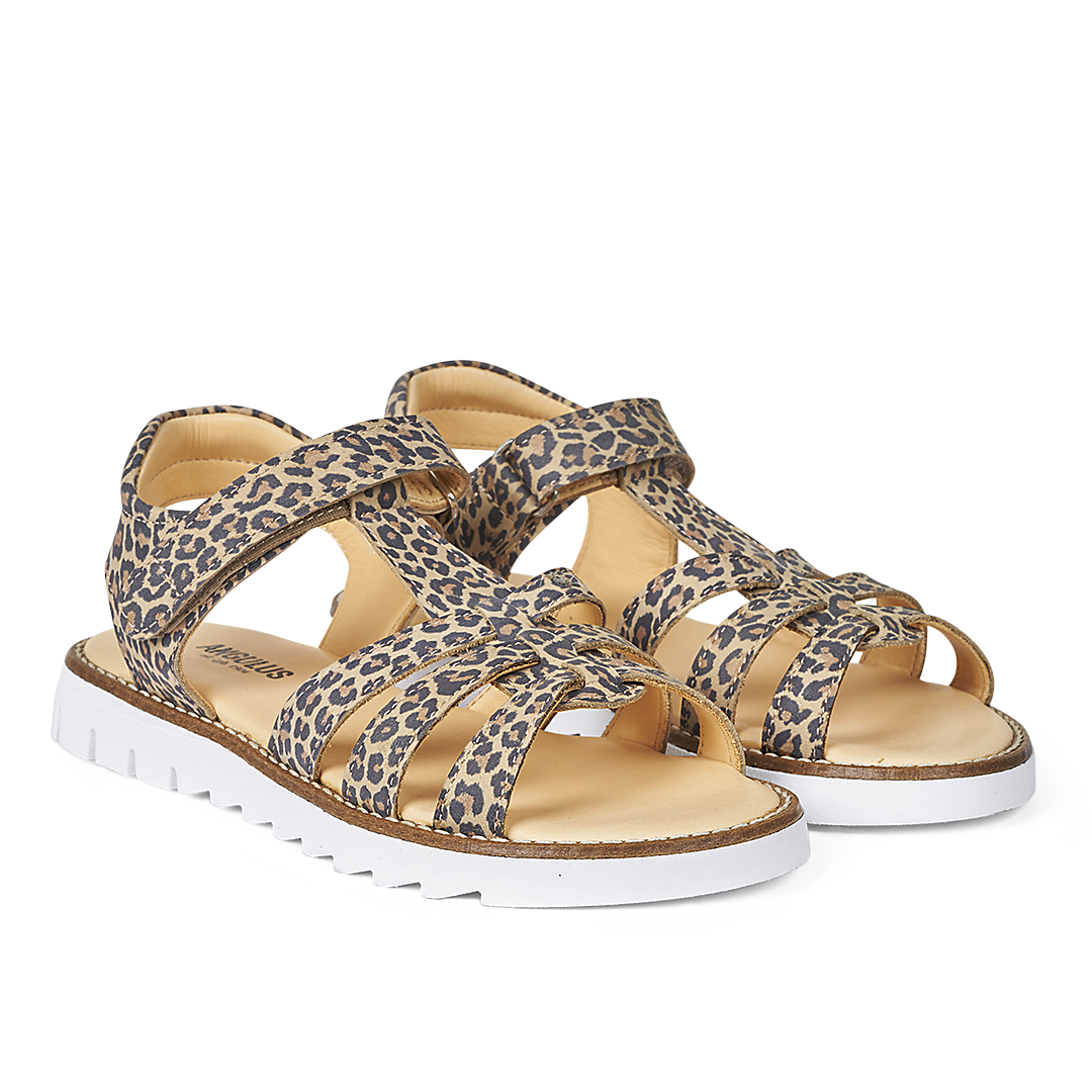 Angulus - Sandal Med T-rem og Velcro, 4384 - Leopard