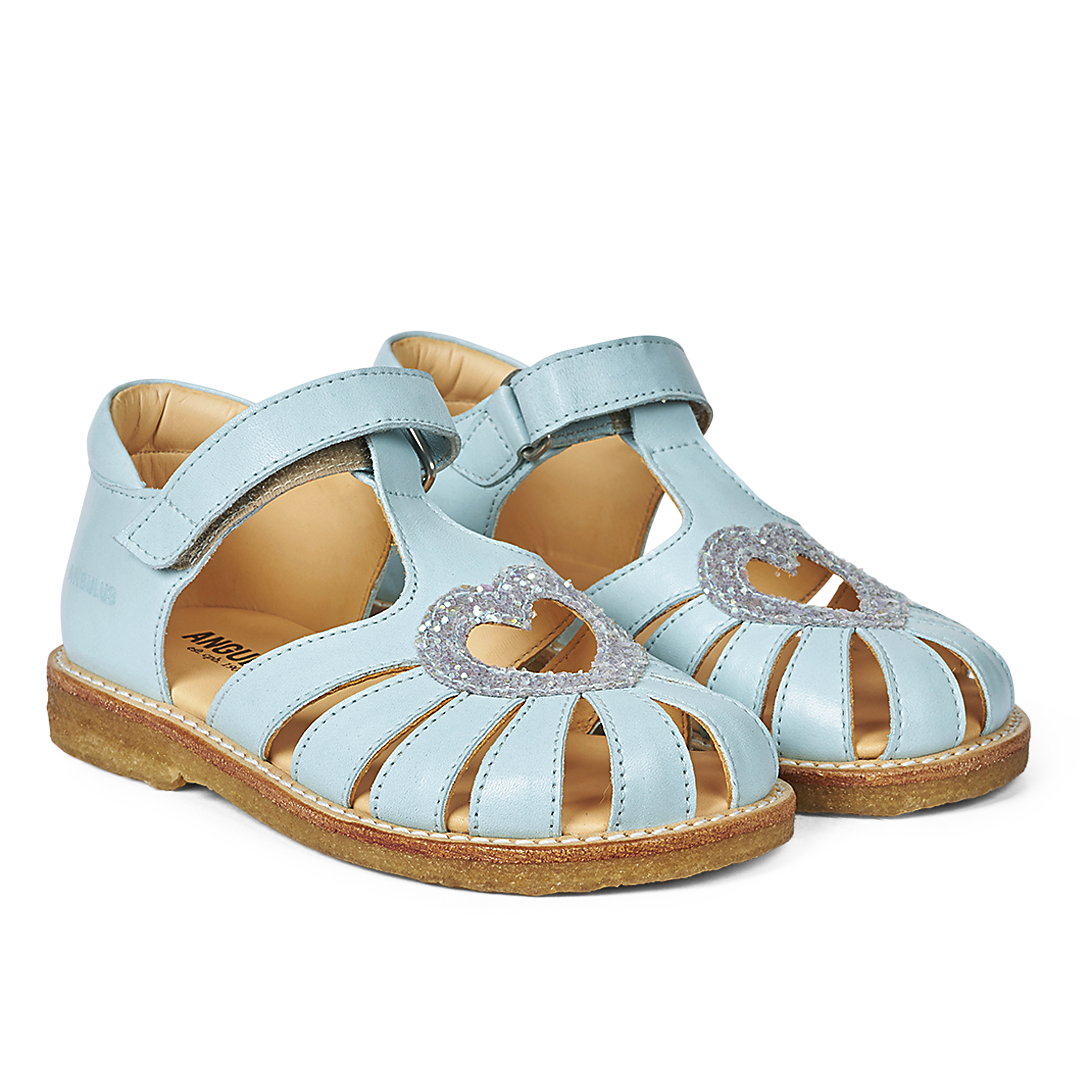 Angulus - Hjerte Sandal med velcro, 5186 - Mint / Mint Glitter