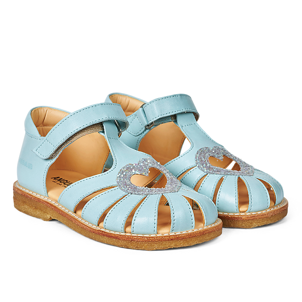 Angulus - Hjerte Sandal med velcro, 5186 Mint / Mint Glitter
