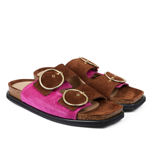 Angulus - Fodseng Sandal Slip Ins, 5775 - Brown / Pink Suede