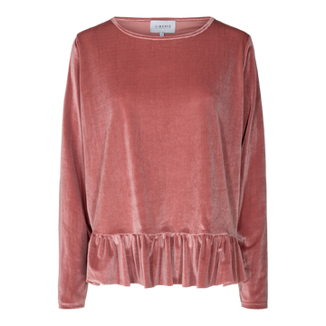 Liberté - Nalma Velvet Frill Blouse LS - Rose