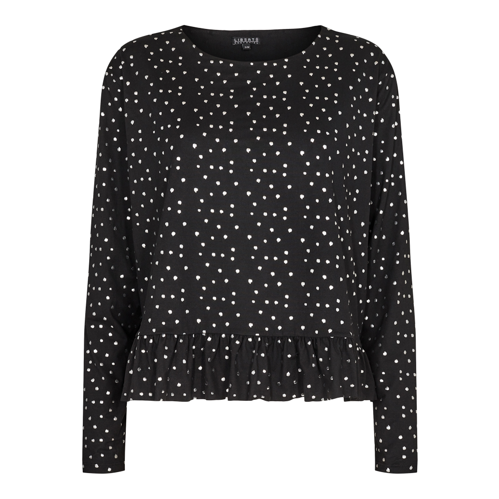 Liberté - Alma Frill T-shirt LS, 9557 - Black Silver Dot
