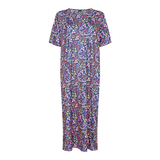 Liberté - Alma T-shirt Dress SS - Navy Purple Flower