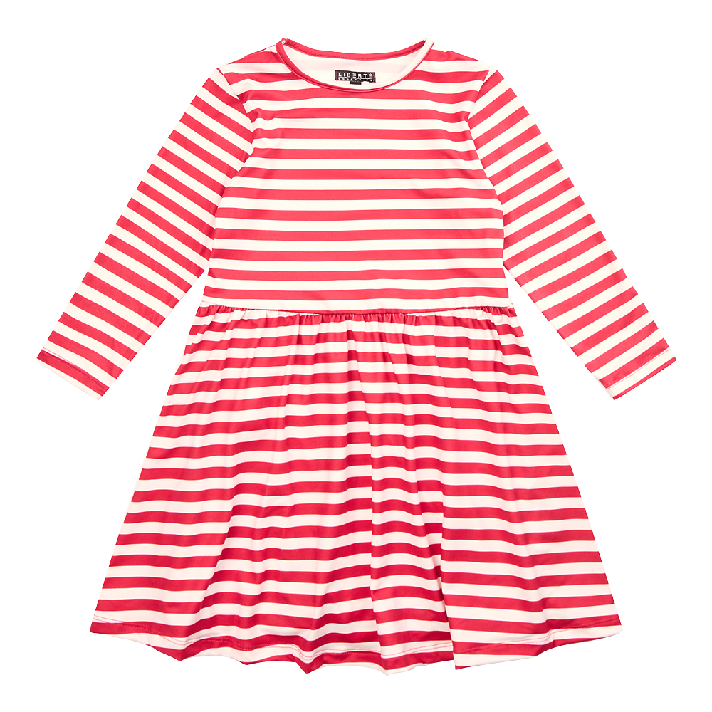 Liberté - Alma KIDS LS Babydoll Dress, 9658 - Red Creme Stripe