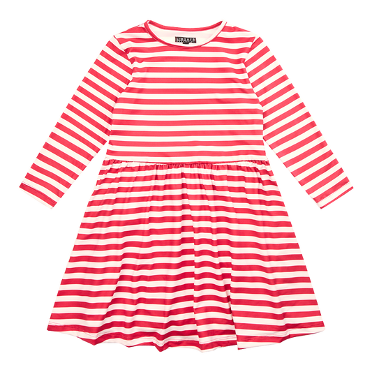 Liberté - Alma KIDS LS Babydoll Dress, 9658 - Red Creme Stripe
