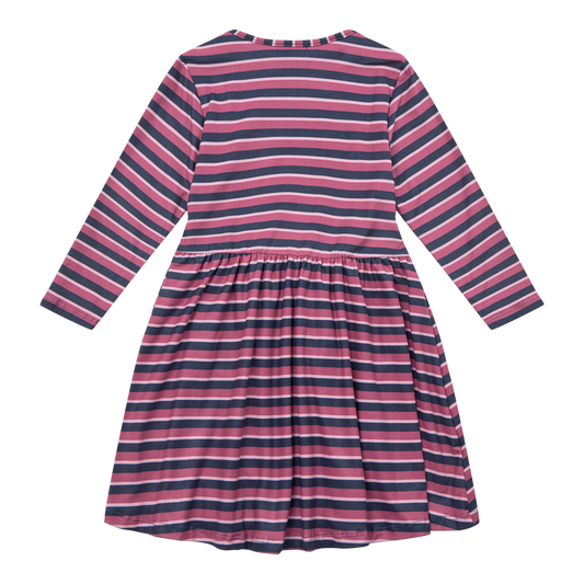 Liberté - Alma Babydoll Dress KIDS LS - Raspberry Stripes