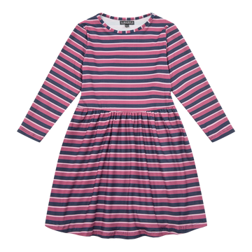 Liberté - Alma Babydoll Dress KIDS LS - Raspberry Stripes