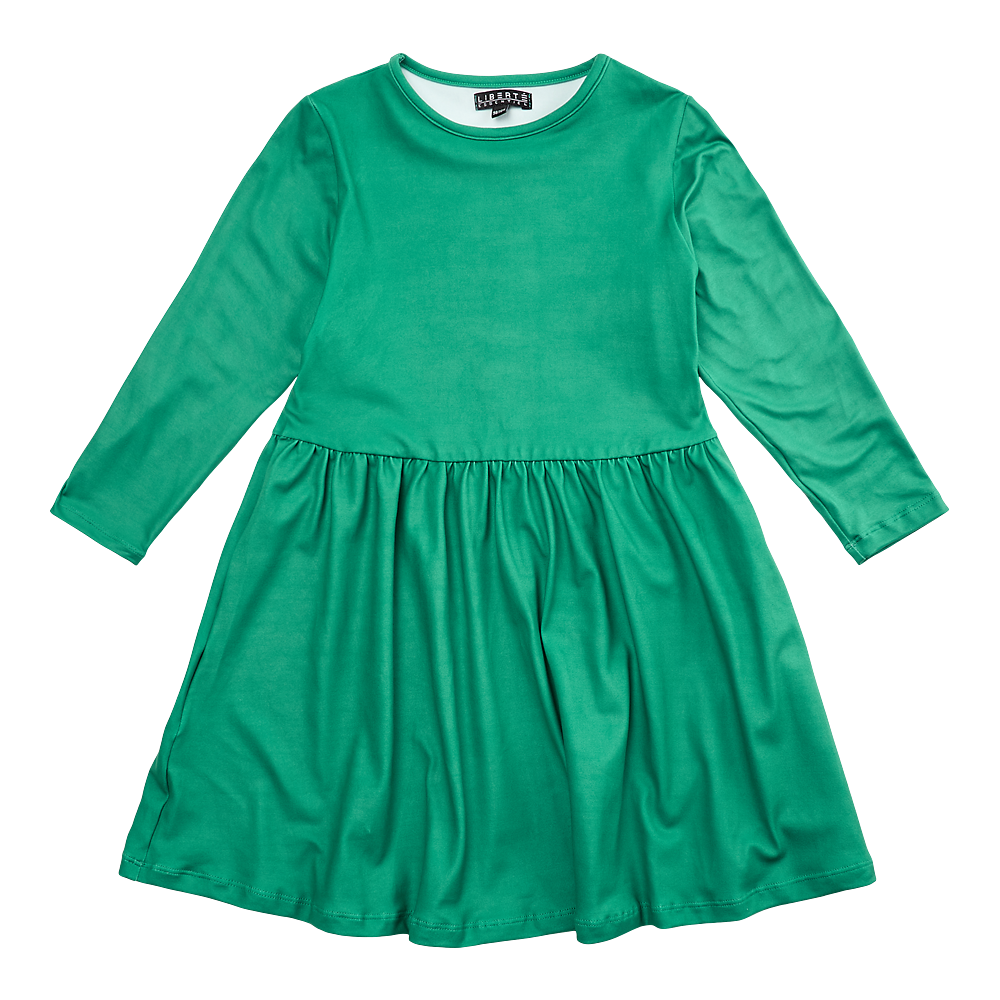 Liberté - Alma KIDS Babydoll Dress LS - Grass Green