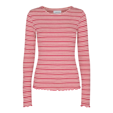 Liberté - Natalia Round Neck Blouse LS, 9914 - Red White Stripe