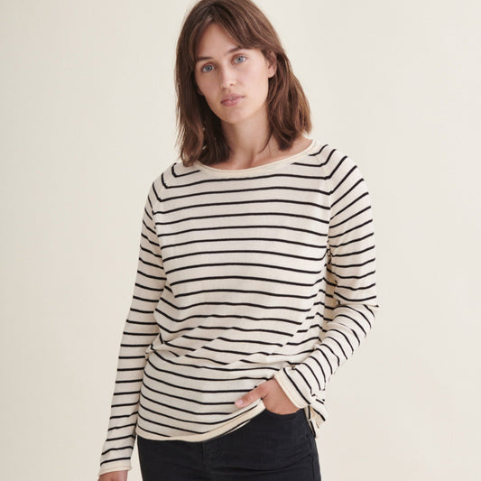 Basic Apparel - Soya Sweater Stripe - Whisper White / Black