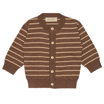 Petit Piao - Cardigan Knit Striped - Brown / Cream
