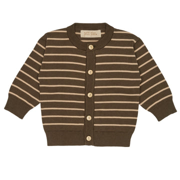 Petit Piao - Cardigan Knit Striped - Green / Cream