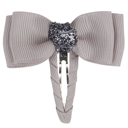 Bow's by Stær - Hårsløjfe, Double Bow Click med grå glitter, 6 cm - Flere farver