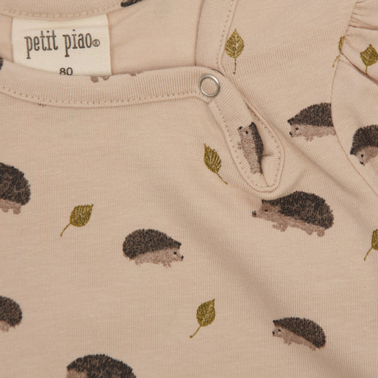 Petit Piao - Dress LS Gather Printed, PP226 - Hedgehog