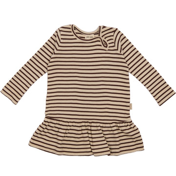 Petit Piao - Dress LS Modal Striped, PP306 - French Roast / Tapioka