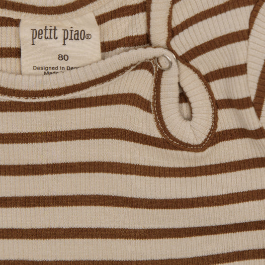 Petit Piao - Dress LS Modal Striped, PP306 - Rubber / Tapioka