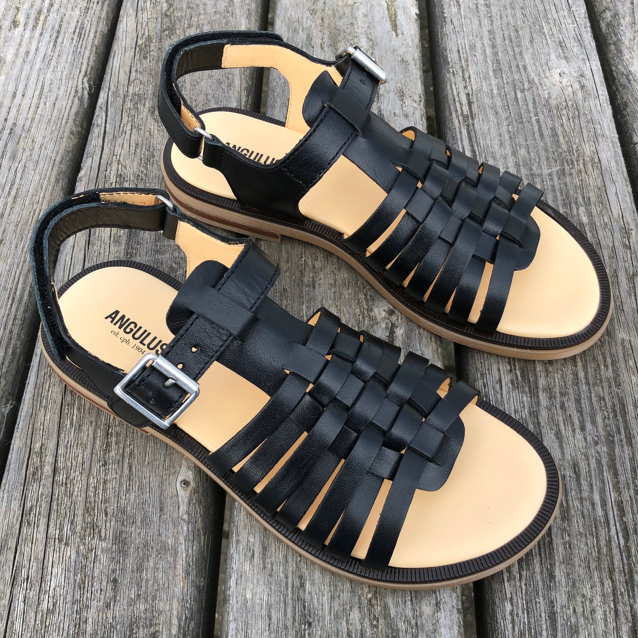 Sandal Med Og Velcro, - Black