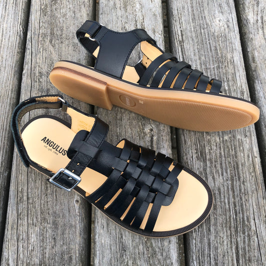 Angulus - Sandal Med Spænde Og Velcro, 4442 - Black