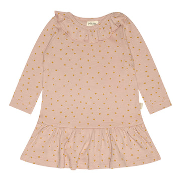 Petit Piao - Dress LS Modal O-Neck Frill Dot, PP1309 - Adobe Rose / Mustard Gold