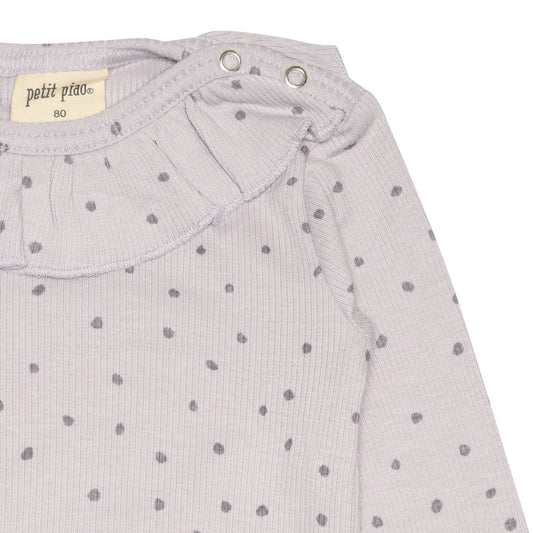 Petit Piao - Dress LS Modal O-Neck Frill Dot, PP1309 - Light Lavender / Dusty Lavender