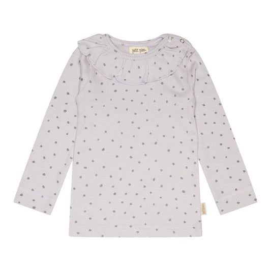 Petit Piao - T-shirt LS Modal O-Neck Frill Dot, PP1343 - Light Lavender / Dusty Lavender