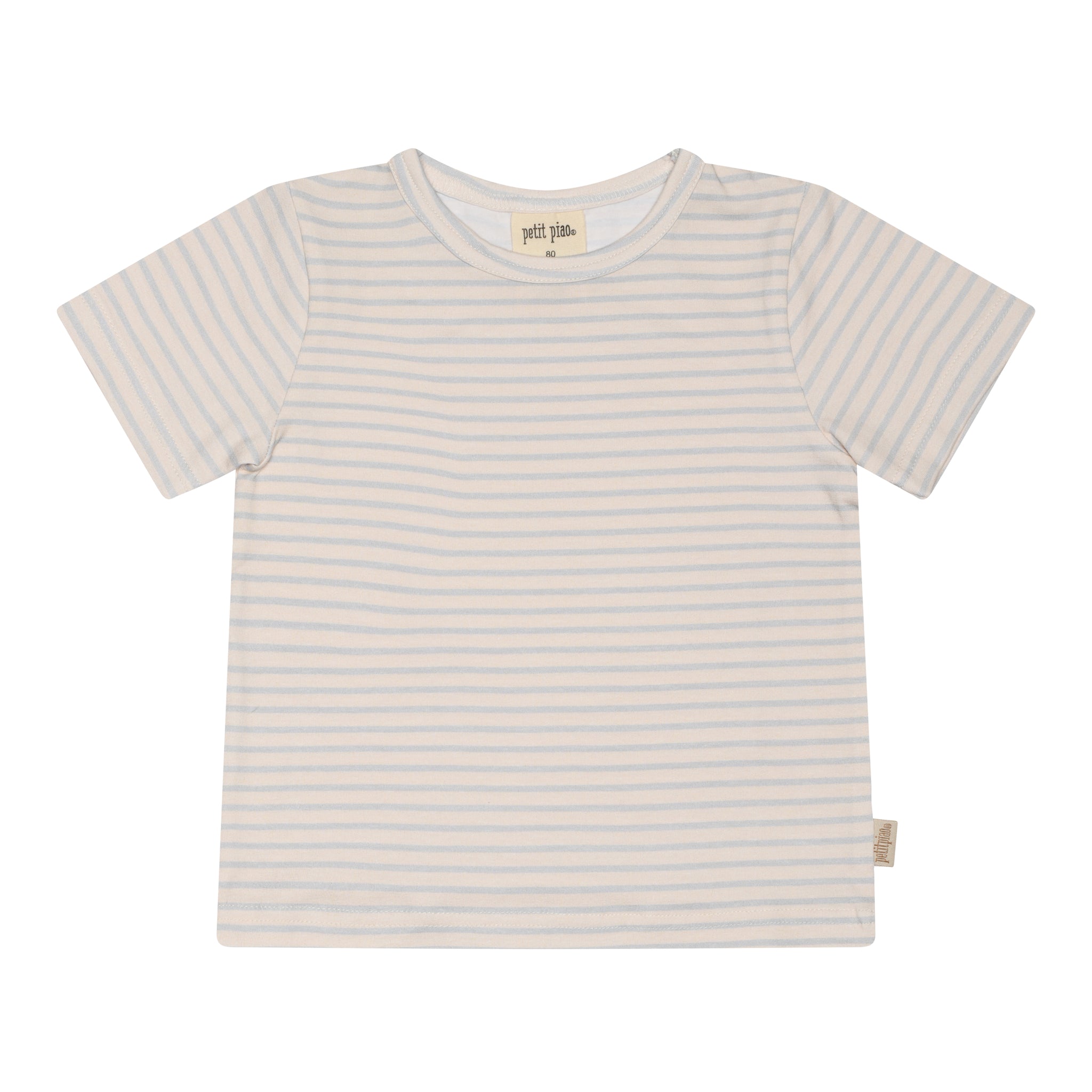 Petit Piao - T-Shirt SS Baggy Printed, PP1722 - Pearl Blue / Offwhite