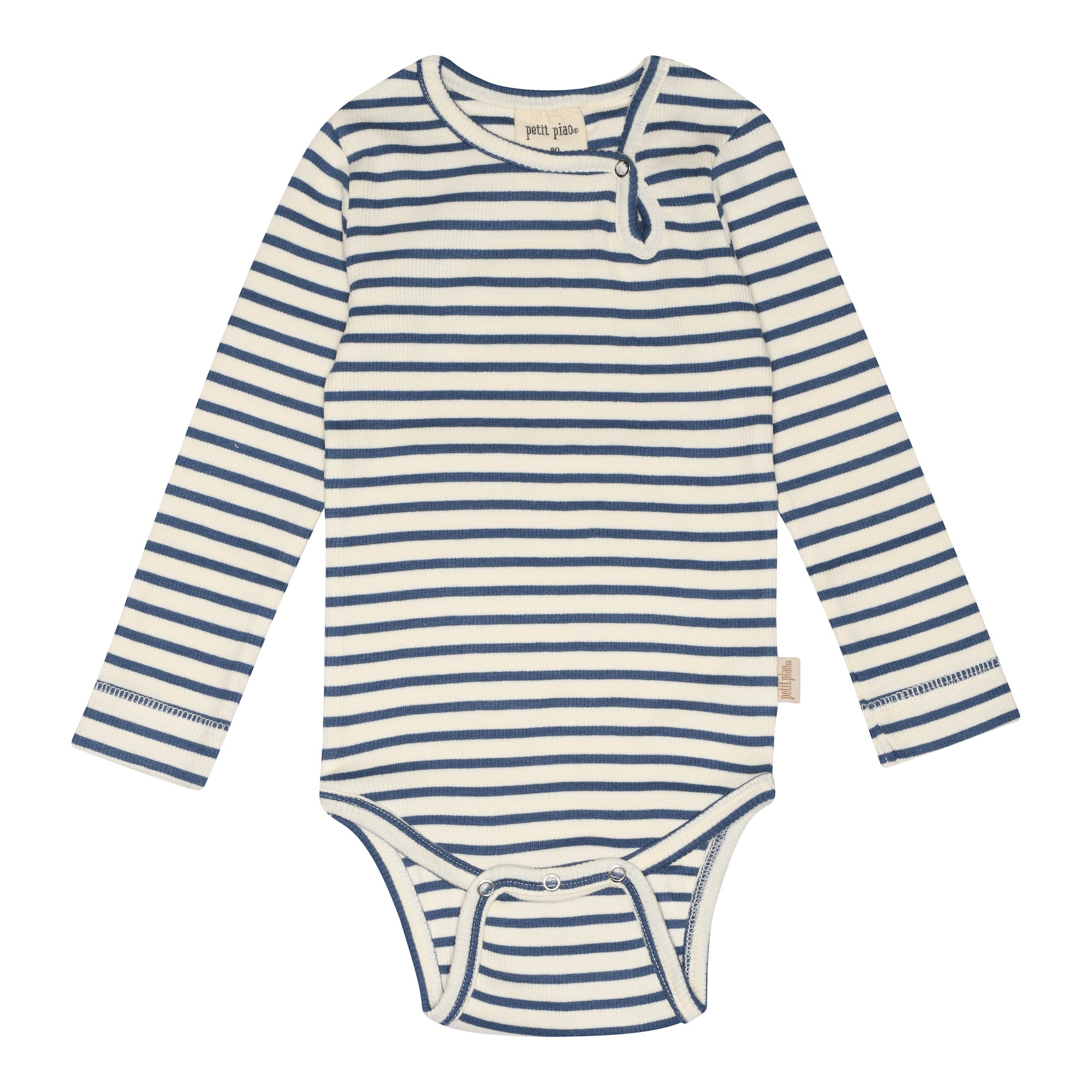 Petit Piao - Body LS Modal Striped, PP301 - Moonlight Blue / Offwhite