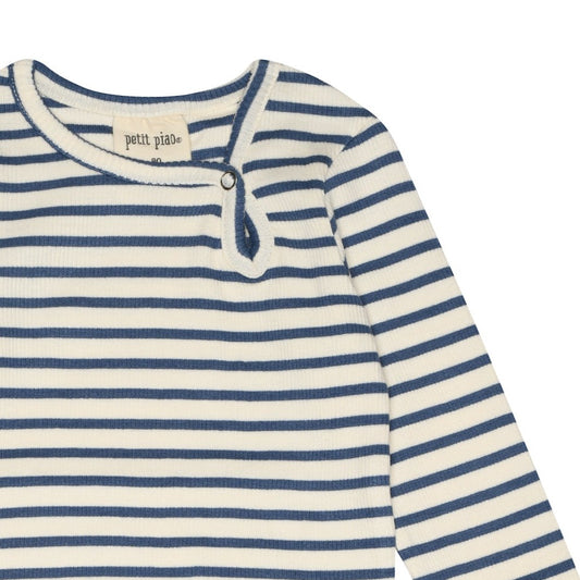 Petit Piao - Body LS Modal Striped, PP301 - Moonlight Blue / Offwhite