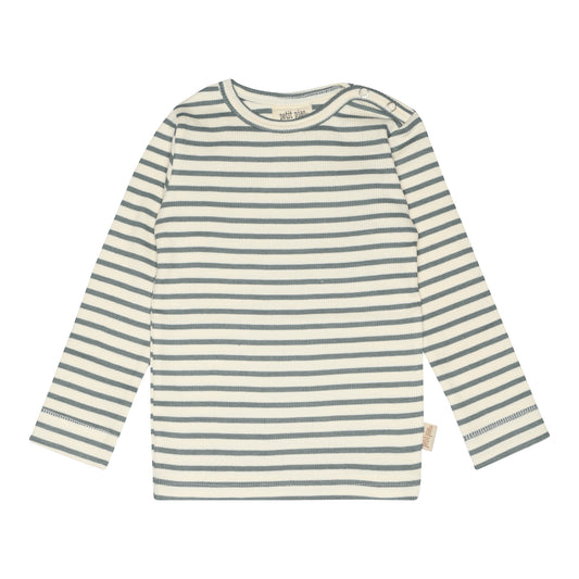 Petit Piao - T-shirt LS Modal Striped, PP303 - Light Petrol / Offwhite