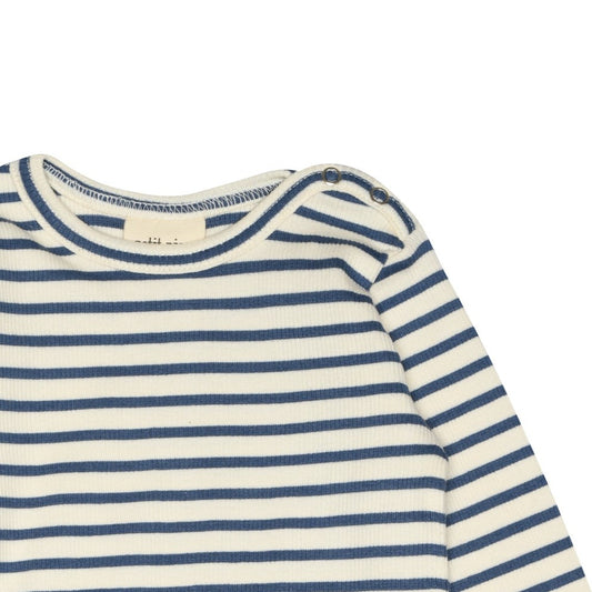 Petit Piao - T-shirt LS Modal Striped, PP303 - Moonlight Blue / Offwhite