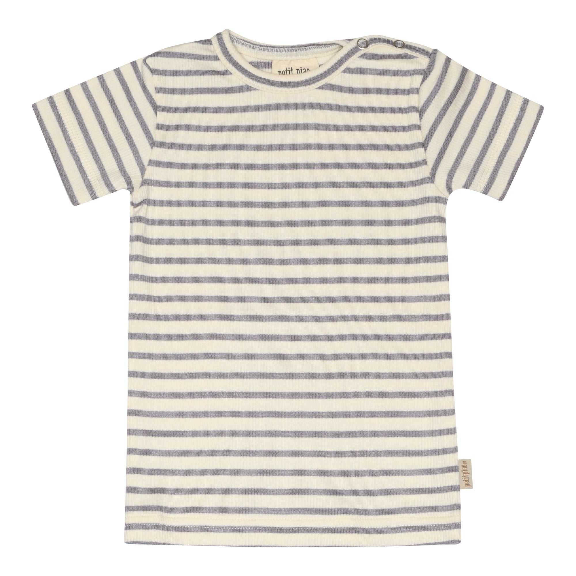 Petit Piao - T-shirt SS Modal Striped, PP305 - Dusty Lavender / Offwhite