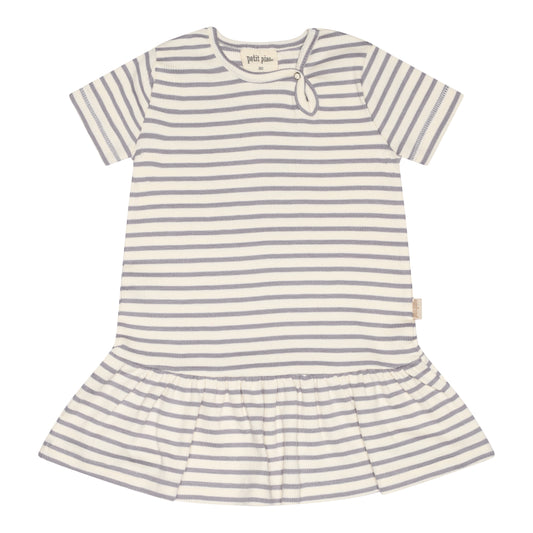 Petit Piao - Dress SS Modal Striped, PP309 - Dusty Lavender / Offwhite