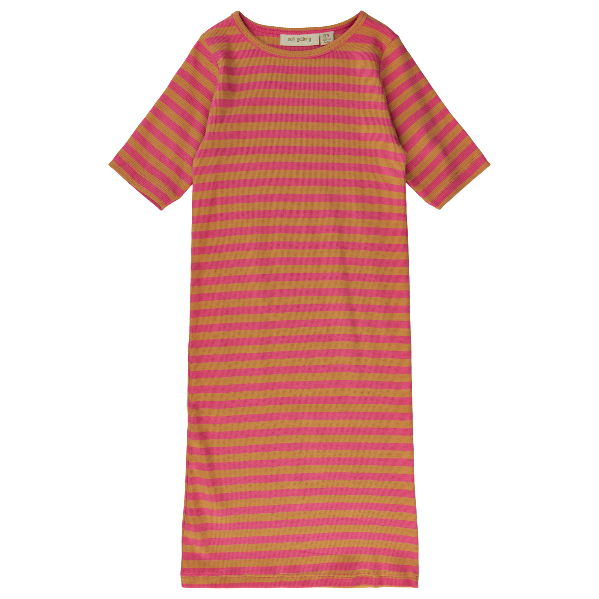 Soft Gallery - Bella YD Striped SS Dress, SG2106 - Yam / Pink
