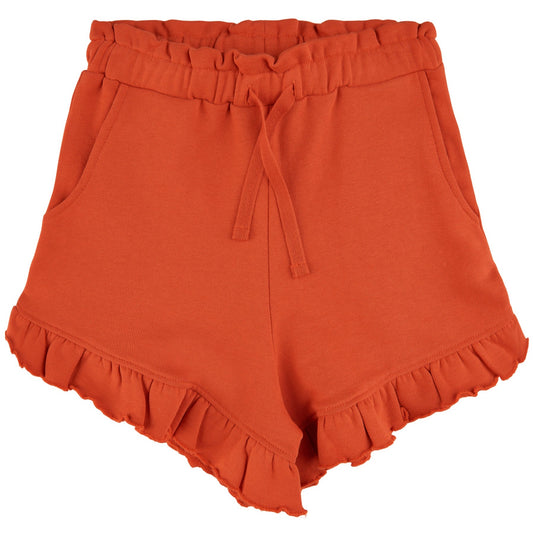 Soft Gallery - Heidi Frill Sweat Shorts, SG2178 - Scarlet Ibis