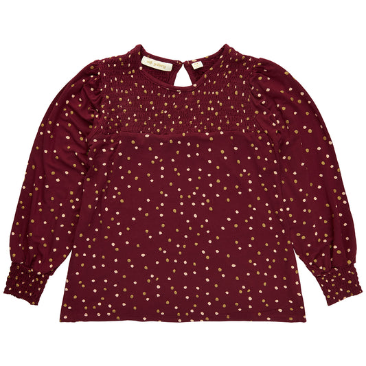 Soft Gallery - Ileen Xmas Ivana Shirt LS - Cabernet / Gold