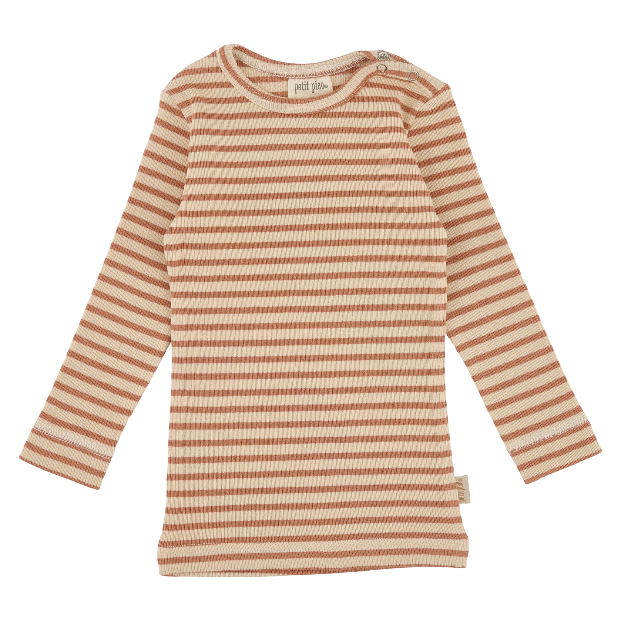 Petit Piao - T-shirt LS Modal Striped - Camel / Cream