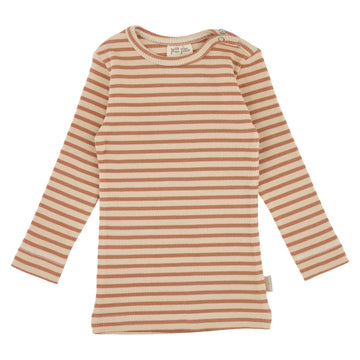 Petit Piao - T-shirt LS Modal Striped - Camel / Cream