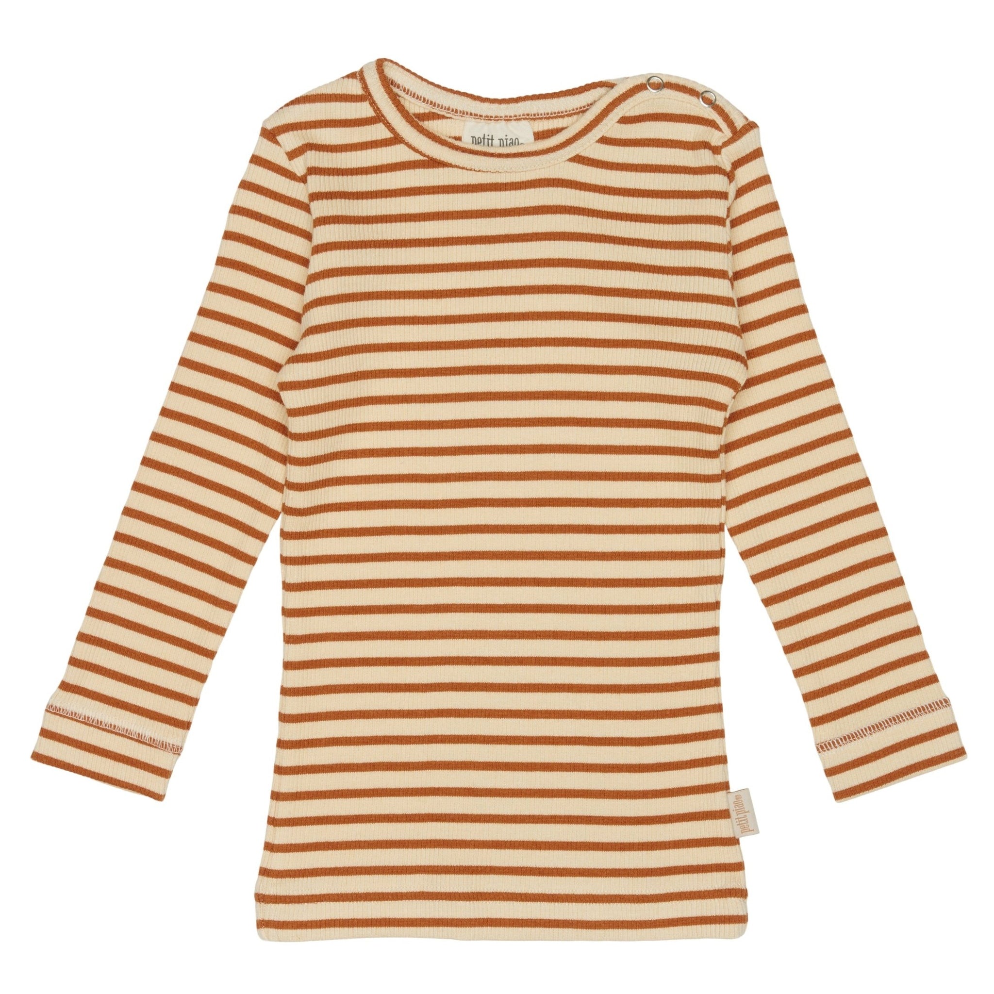 Petit Piao - Modal T-shirt Striped LS - Curry / Cream