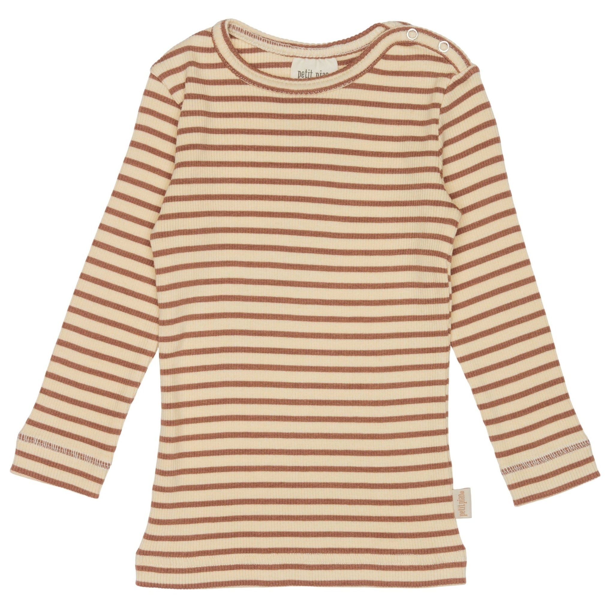 Petit Piao - T-shirt LS Modal Striped - Latte / Cream