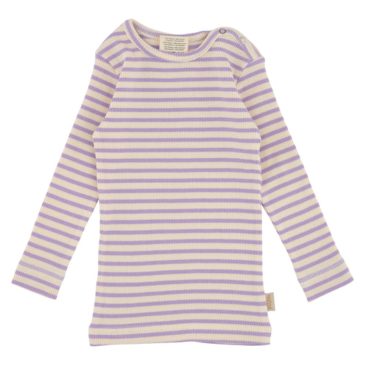 Petit Piao - T-shirt LS Modal Striped - Lavender / Cream